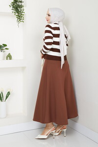 Triko Hırkalı Scuba Etekli Takım Kahve #4
